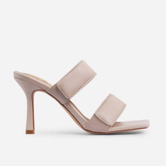 Padded Velcro Square Toe Mules in Black - Picture 7 of 10